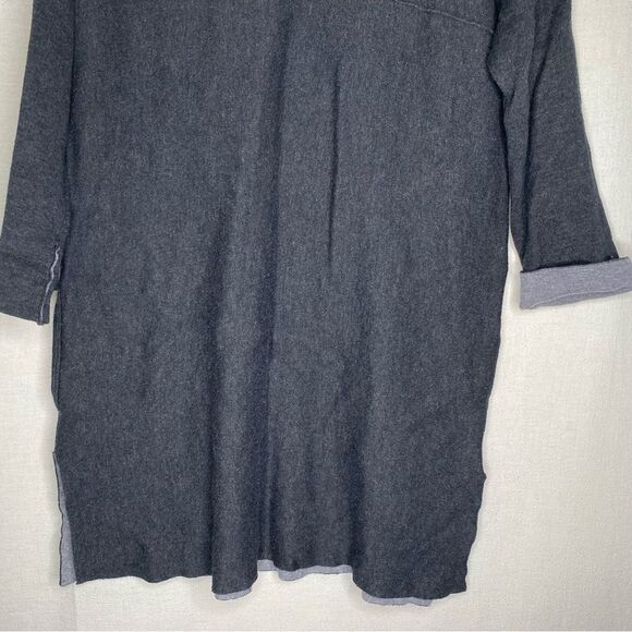 Tahari Gray Soft Color Block 3/4 Sleeves Pockets Slits Tunic Sweater Dress M - Picture 5 of 10